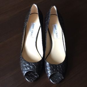 Jimmy Choo brown brown croc pattern heels